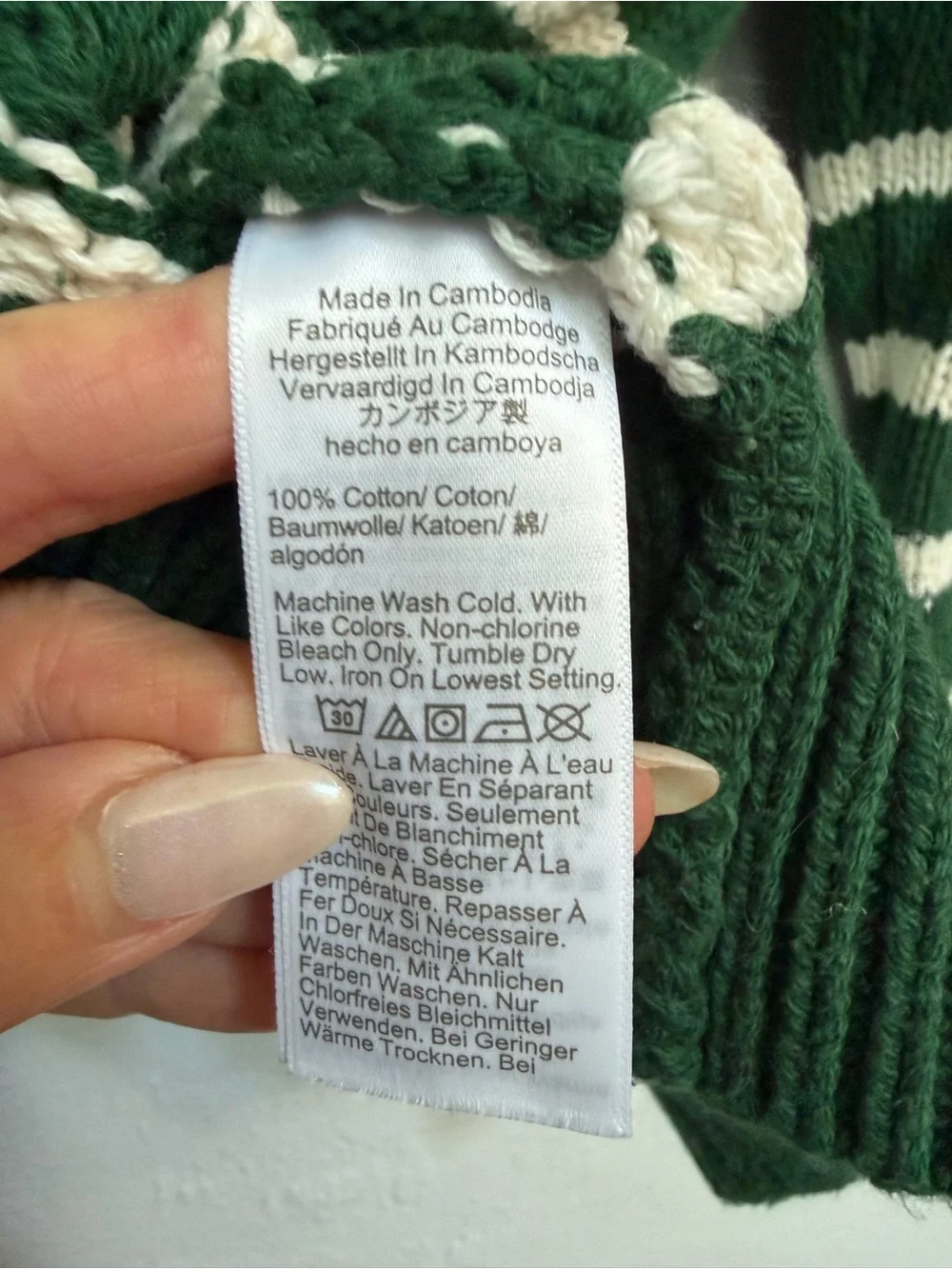 J Crew Heritage Cotton Roll-Neck Green White Striped Sweater - Picture 6 of 6